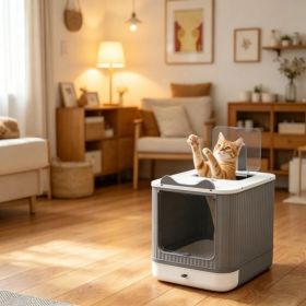Cat Litter Box with Adjustable Front 17.5 Inches X 13.6 Inches X 15.9 Inches (Option: default title)