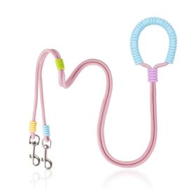One To Two Anti-escape P-chain Dog Leash for Outdoor (Color: Pink, Type: Dogs Leash)