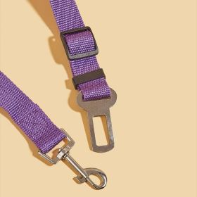 Adjustable Pet Safety Belt Leash; Dog Car Seat Belt For Dogs & Cats Outdoor Travelling (Color: PURPLE, size: 72)