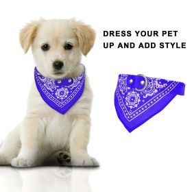Adjustable Bandana Leather Pet Collar Triangle Scarf (Color: Blue, size: M)