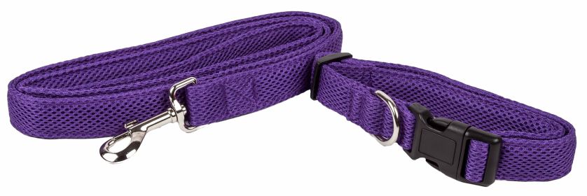 Pet Life 'Aero Mesh' 2-In-1 Dual Sided Comfortable And Breathable Adjustable Mesh Dog Leash-Collar (Color: PURPLE, size: small)
